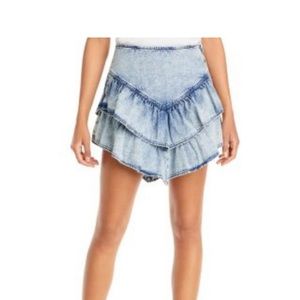 NWOT MOTHER Ruffled Mini Raw Edged Chevron Skirt   Size 28/US6